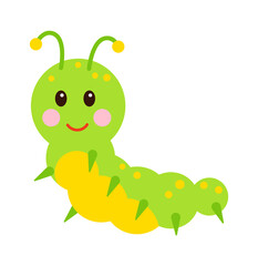Cartoon Caterpillar Childish Insect. Vector illustration