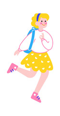 Happy schoolgirl character. Back to School. Vector illustration
