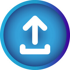 Round upload icon, vector button for websites and internet applications, music, video and data