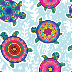 African turtles seamless pattern. Vector illustration - 500021563