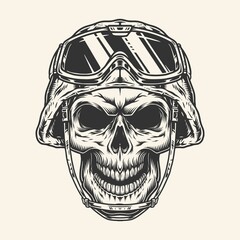 Soldier skull vintage monochrome element