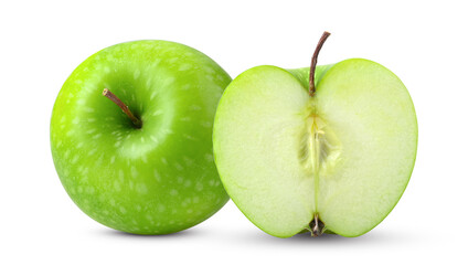 Green apple on white background
