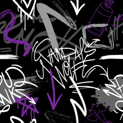 Seamless pattern graffiti street art tag. Urban culture. Creative art design poster backgrounds. Vector illustration. © romanya