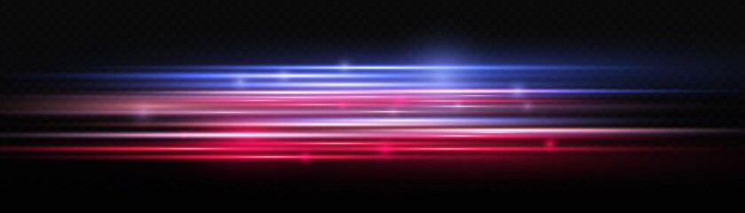 Red blue motion police line, horizontal light rays
