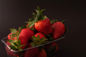 Strawberry on a black background	
