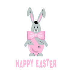 Cute Easter bunny with pink bow.