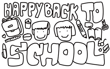 Happy back to school vectors on isolated background.