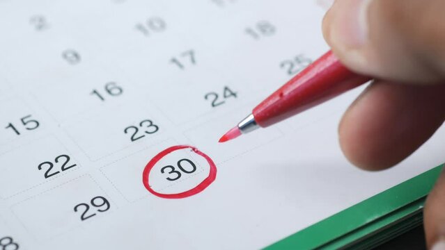 payday concept with marking on a calendar date .