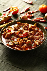 Indian mutton rogan josh, traditional cooking  recipes background.