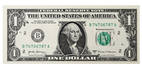 One-dollar banknote isolated on a white background - obrazy, fototapety, plakaty