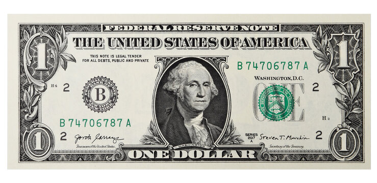 One-dollar banknote isolated on a white background