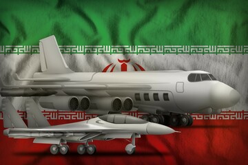 Iran air forces concept on the state flag background. 3d Illustration