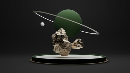 3d rendered Meteorites and Ringed Planets © SIMON SUN