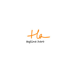 Initial Letter Ha Logo - Handwritten Signature Logo