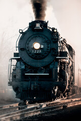 Vertical shot of a steam engine train