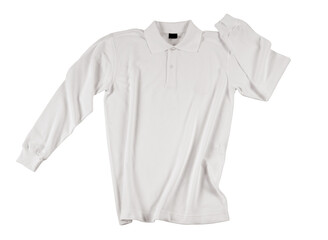 long sleeve white polo shirt isolated on background
