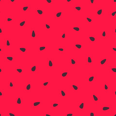 Watermelon red seamless pattern. Vector summer fresh fruits background. Watermelon pulp with black seed texture hand drawn backdrop.