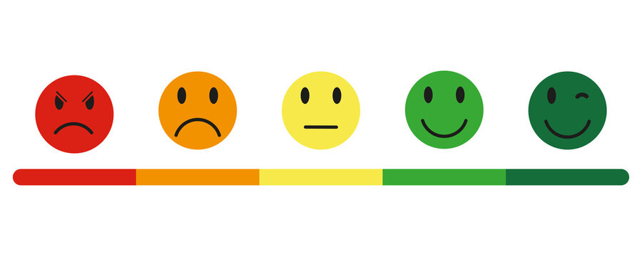 Feedback Smile Rating Scale. banner for social networks or mobile applications, emotional intelligence scale. EPS 10