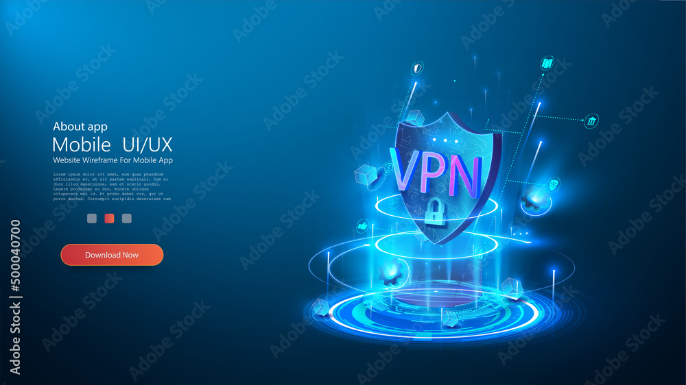 Leinwandbilder futuristic hologram of a shield with the inscription vpn. network security concept. data protection.