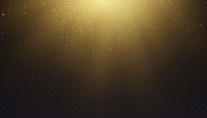 Golden rays shine down on a dark background Vector illustration