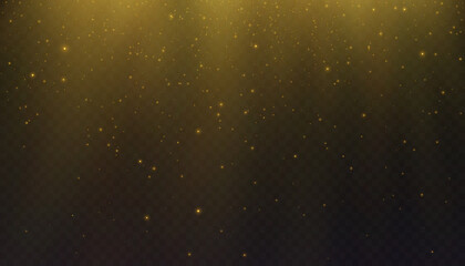 Fototapeta na wymiar Golden rays shine down on a dark background Vector illustration