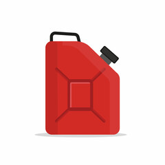 Gasoline fuel canister isolated on white background. Red canister for carrying gasoline. Vector stock