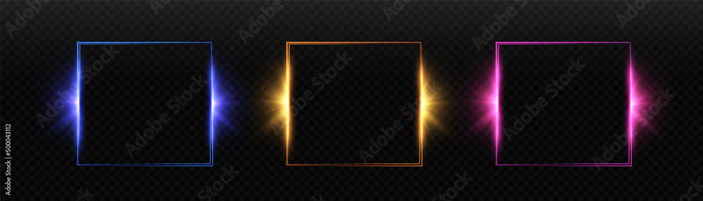 Poster glowing thin square frame on a transparent background. perfect design for header, logo and promotion
