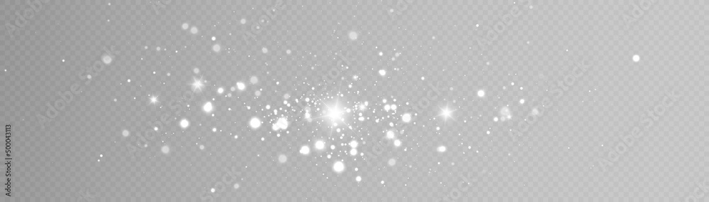 Poster Glowing light effect with lots of shiny particles isolated on transparent background. Vector star cloud with dust.