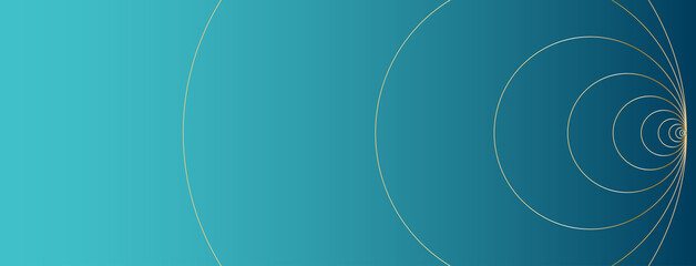 Minimal abstract circles on gradient background with golden ratio elements. Green blue geometric website header or banner design for counselor, life coach or psychologist. 