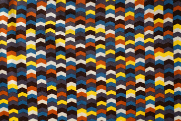 Fototapeta premium Cotton fabric with geometry, textile abstract background, top view