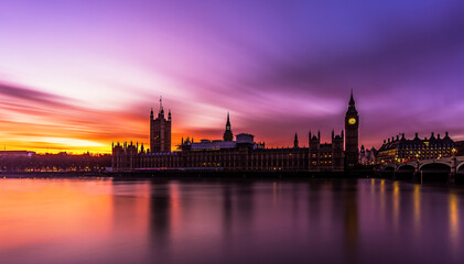 Beautiful view of Westminster and the Big Ben during the sunset - obrazy, fototapety, plakaty