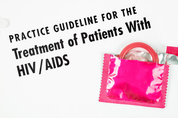 Practice guideline for the treatment of patients HIVAIDS with condom. Medicine education concepts.