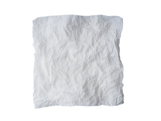 Napkin texture background. Crumpled napkin with copy space. Isolated on a white background