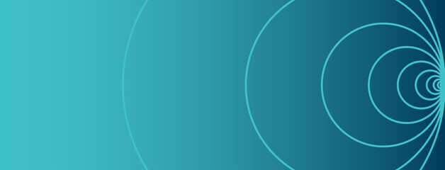 Growth, development and influence represented in a clean abstract design of widening circles on a blue green gradient. Geometric vector website header or banner design