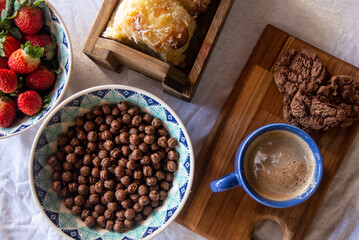  Breakfast - Strawberry, Cereal, Coffee, Bread, Cookies