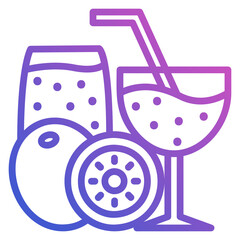kiwi juice line gradient icon. Can be used for digital product, presentation, print design and more.