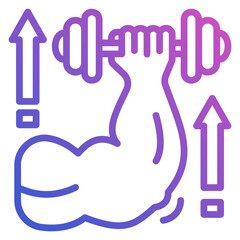Obraz premium strong hand with dumbbell line gradient icon. Can be used for digital product, presentation, print design and more.