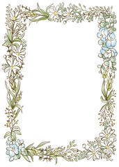 四角リース　イラスト　線画　手描き　カラー