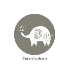 Cute elephant. Children's logo in cartoon style.