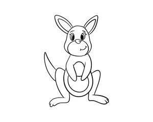 Cute kangaroo drawn with a black outline