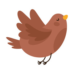 Cute Little Bird with Spread Wings Flying Vector Illustration
