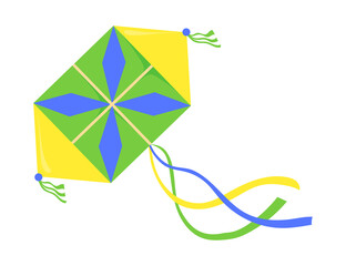 Wind kites. Flying hexagon shape, different design vector illustration