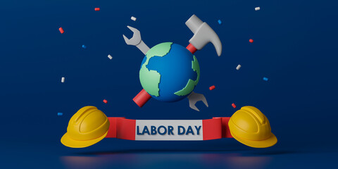 Naklejka premium 3d rendering concept labor day illustration.