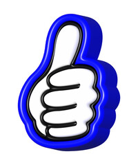 Hand Thumb up blue 3D, Like icons, OK, Yes, Like emoji