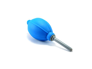 Blue rubber bellow on white background