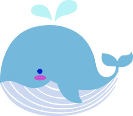 Happy whale cartoon vector illustration