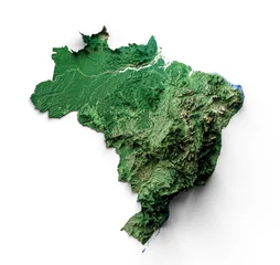 Foto op Plexiglas Brazilië 3d illustration of the Brazil Topographic map on the white background