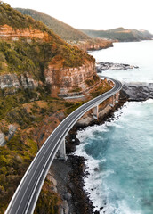 Scenic aerial shot of the Sea Cliff Bridge in New South Wales, Australia