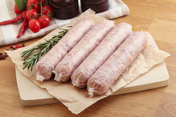Raw pork sausages for grill