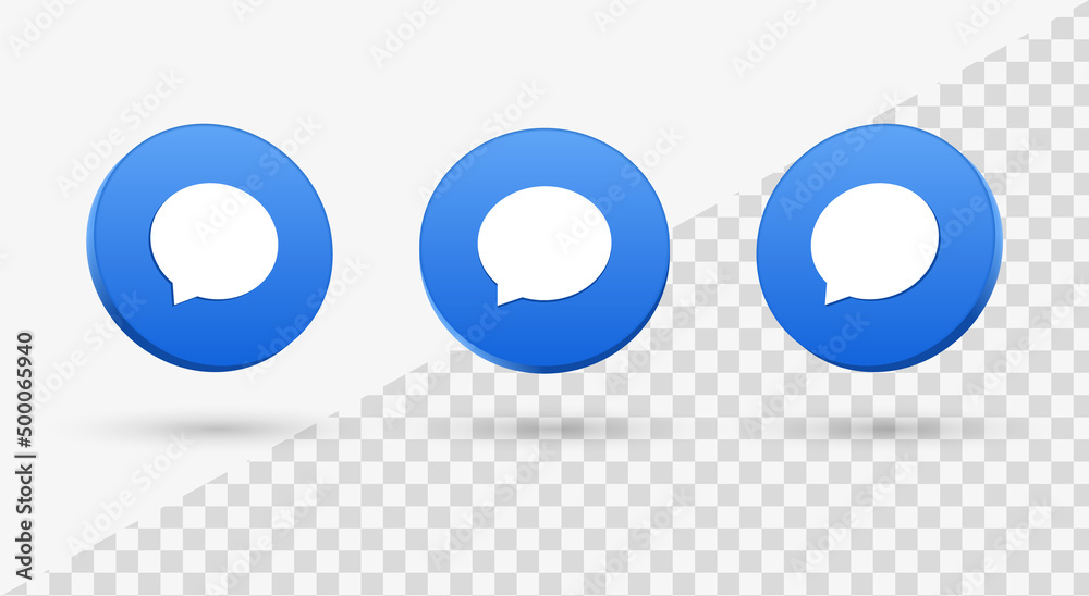 Fototapete 3d comment icon speech bubble social sign in modern glossy speech bubble for social media notificati